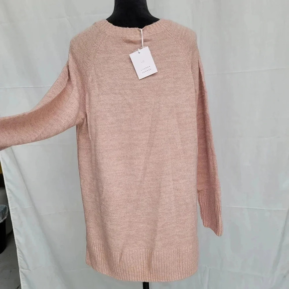 NWT Lauren Conrad Size XL Pink Narwal Dolphin Fuzz Graphic Tunic Sweater Stretch - Picture 3 of 13